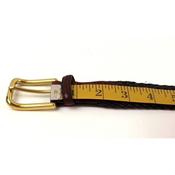Trafalgar BROWN GENUINE LEATHER 1.25"Wd WOVEN DRESS CASUAL MEN'S BELT Sz 32 (B81 - Picture 7 of 10